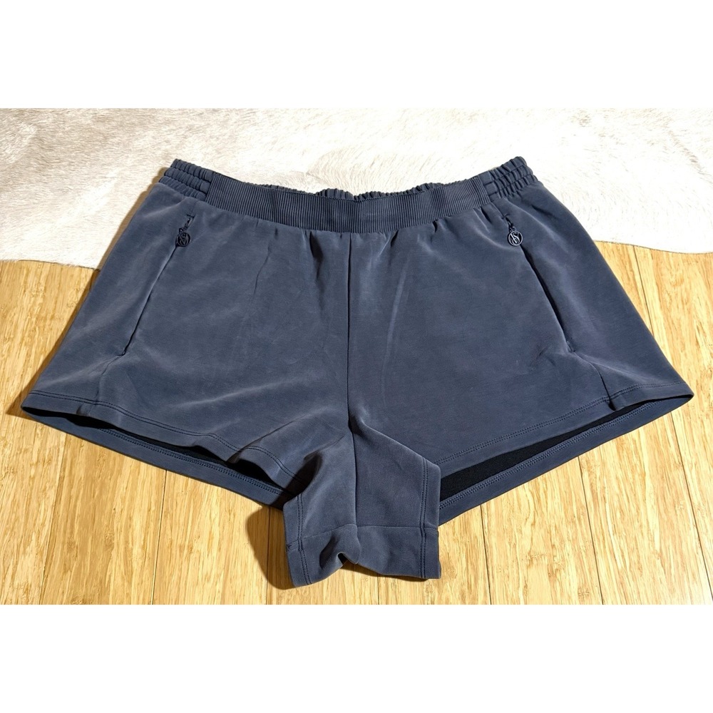 Victoria Secret Lined Gray Velvet Shorts With Circle VS Zipper Women's Size XL